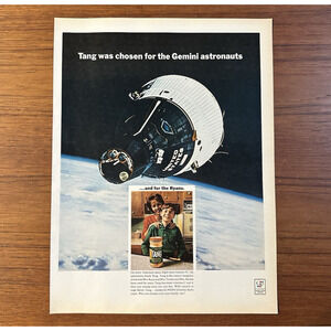 Tang Orange Drink 1966 Vtg Print Ad Gemini IV Capsule in Orbit